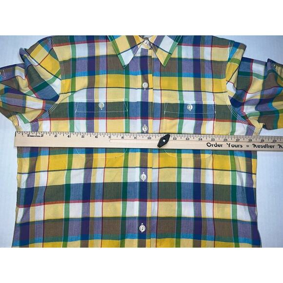 Lauren Ralph Lauren Shirt Women's Size PS Small Petites Yellow Plaid Roll Tab LS - Picture 9 of 15